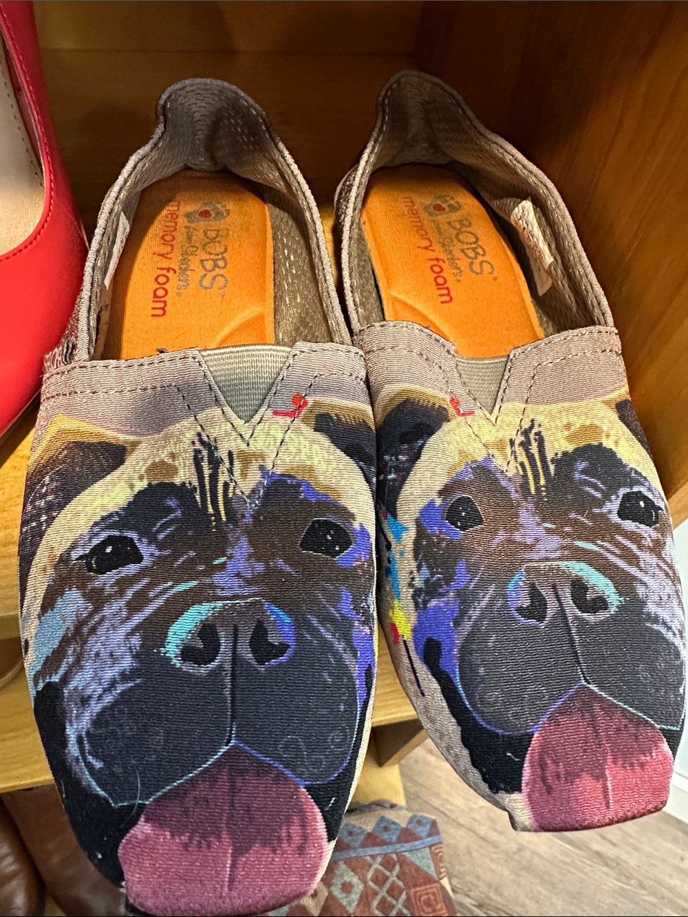bob’s from Skechers memory foam dog print shoes